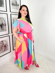 CURVE Winnie Dress - Multi Abstract