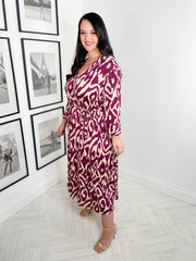 CURVE Mauve Abstract Dress - 3 Colours