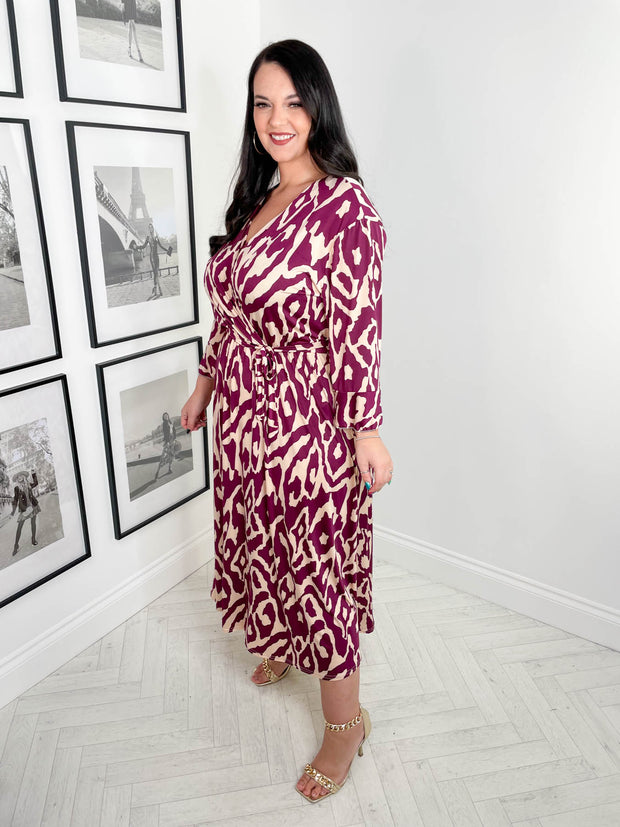 CURVE Mauve Abstract Dress - 3 Colours