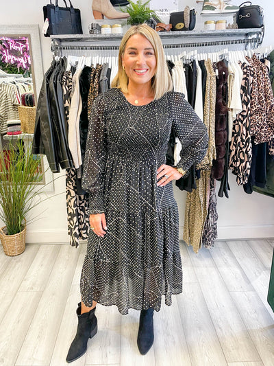 Lizzy Dress - Black Polka