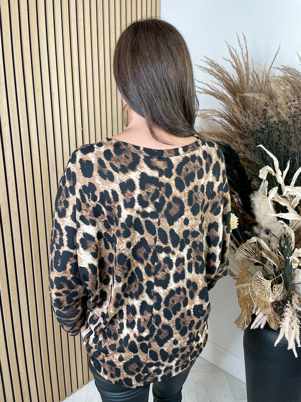 Aleisha Zip Top - Leopard