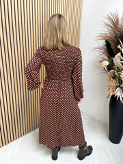 Malia Dress - Brown Polka