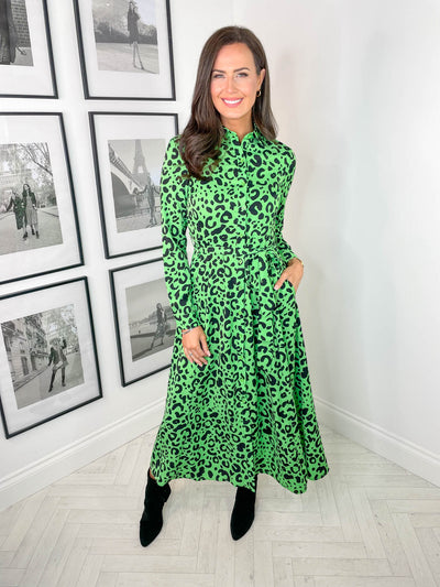 Pippa Dress - Green Leopard