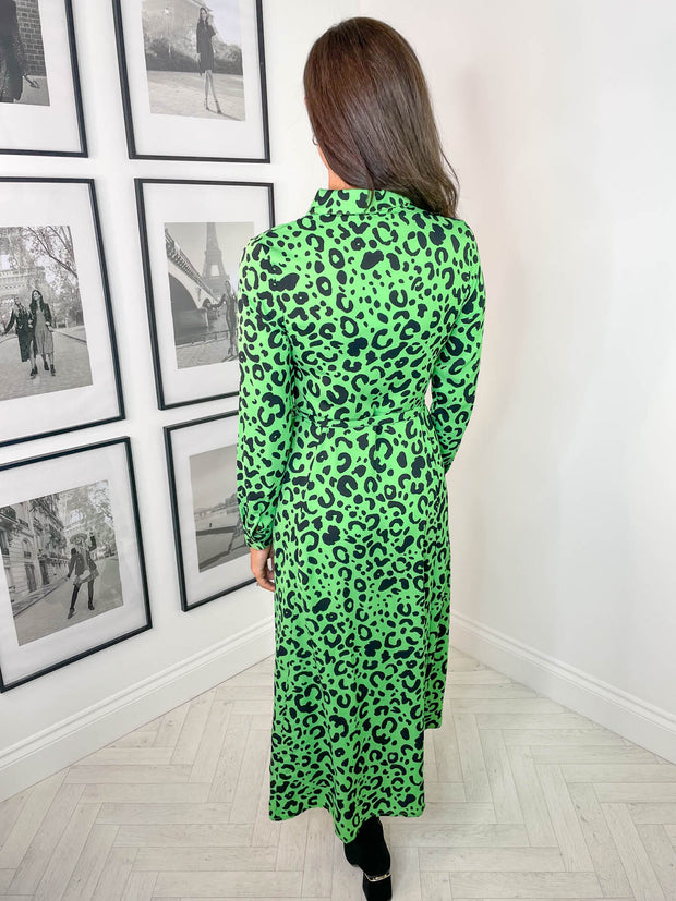 Pippa Dress - Green Leopard