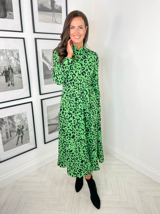 Pippa Dress - Green Leopard