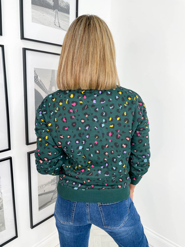 Noah Sweatshirt - Green Rainbow Leopard by Sugarhill Brighton