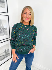 Noah Sweatshirt - Green Rainbow Leopard by Sugarhill Brighton