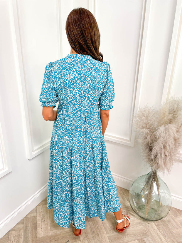 Polly dress - Teal Floral