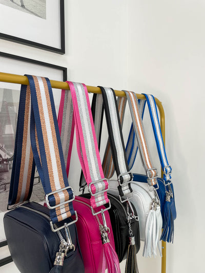 Stripe Mix & Match Bag Strap Silver Hardware - 6 Colours