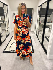 Nina Dress - Orange Floral