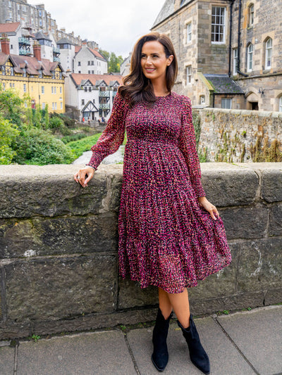 Lizzy Dress - Burgundy Floral