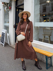 Malia Dress - Brown Polka